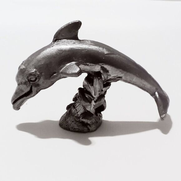 Vintage Miniature Pewter Dolphin Figurine - Picture 3 of 4
